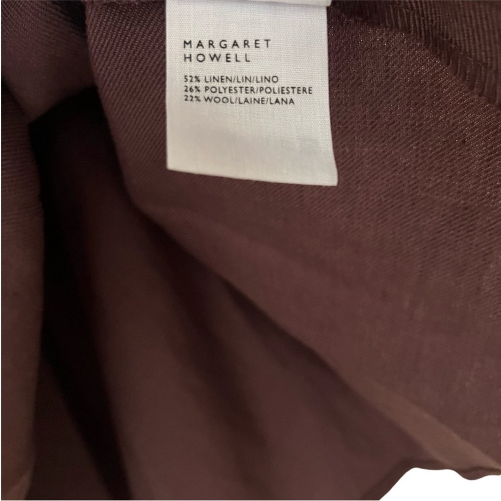 Margaret Howell Linen blend Pleated Midi Skirt in Burgundy/Deep Plum - Picture 10 of 10